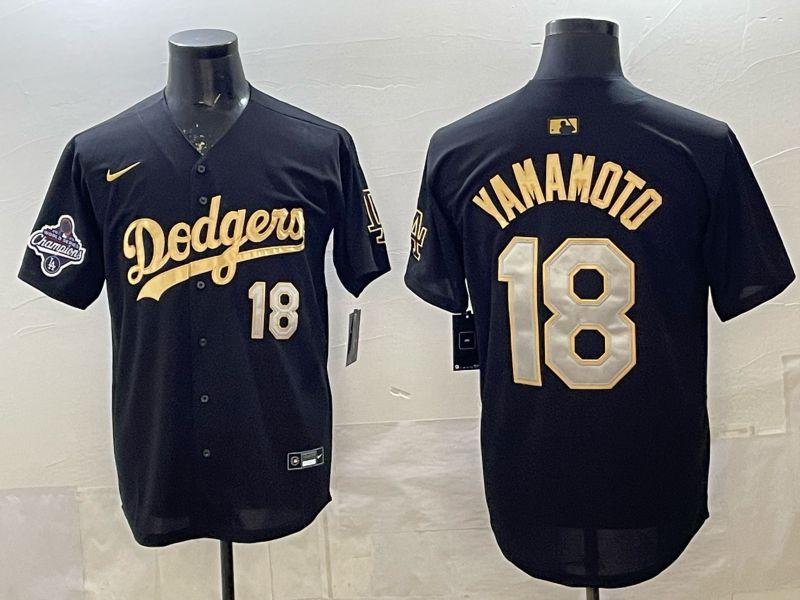 Men 2026 Nike Los Angeles Dodgers #18 Yamamoto Black Game MLB Jersey 029